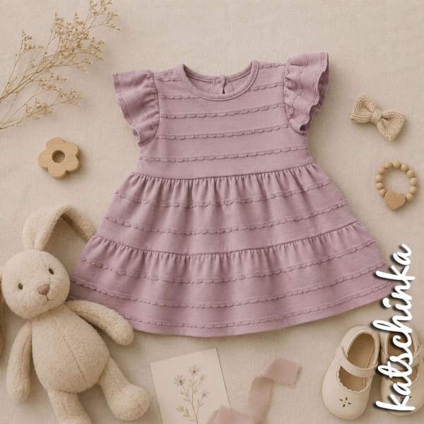 Jersey mit Rüschen Mauve 007 | Meterware Strukturjersey
